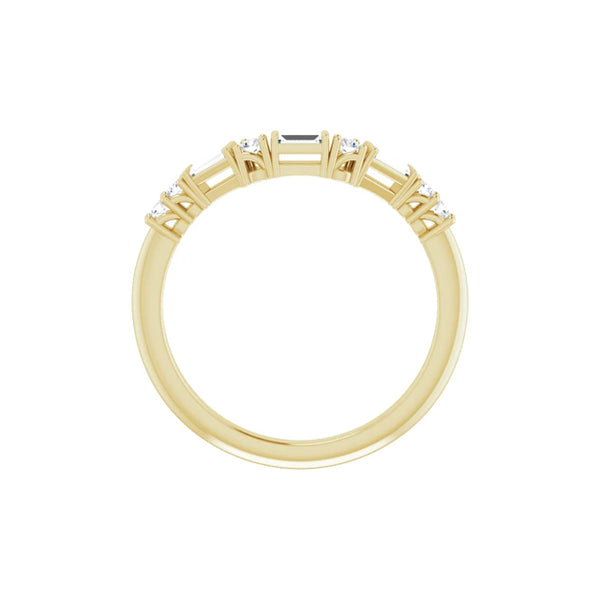 Round and Baguette Diamond Contour Band