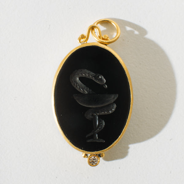 Black Onyx Intaglio Pendant
