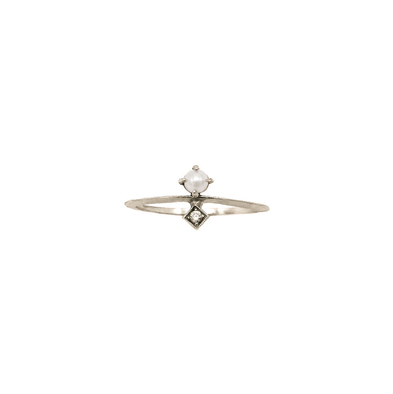 Pearl and Diamond Sage Ring