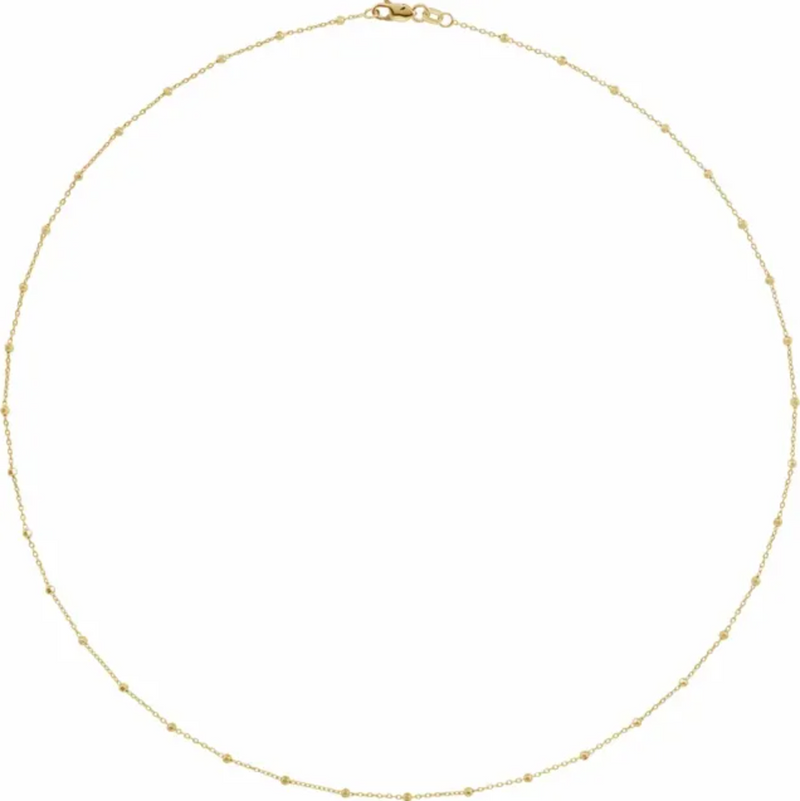 Gold .85mm Beaded Cable Chain