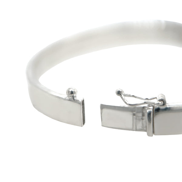 Flat Hinged Silver Bangle