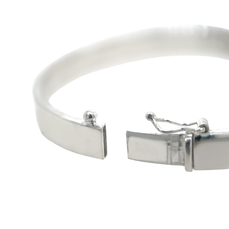 Flat Hinged Silver Bangle