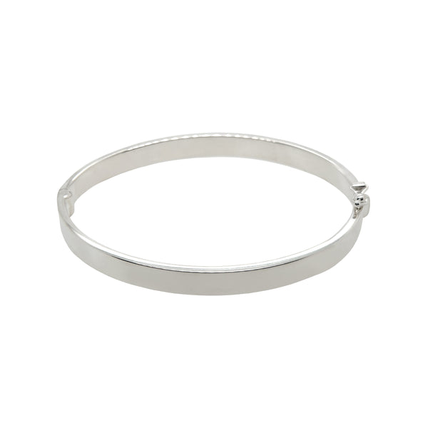 Flat Hinged Silver Bangle