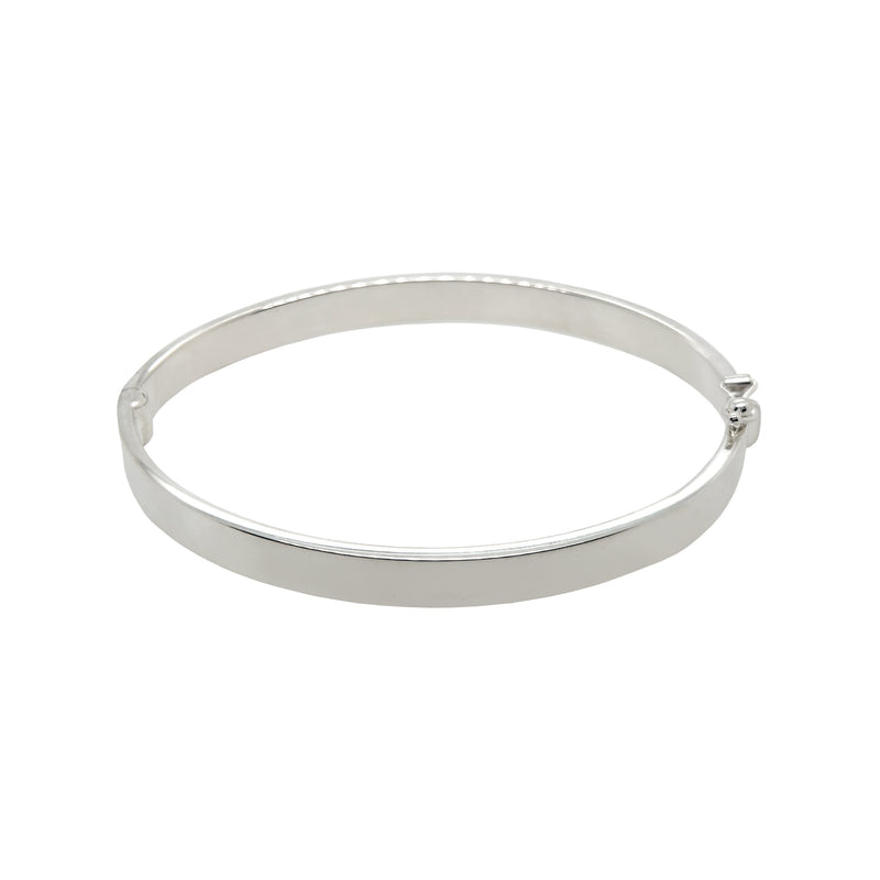 Flat Hinged Silver Bangle