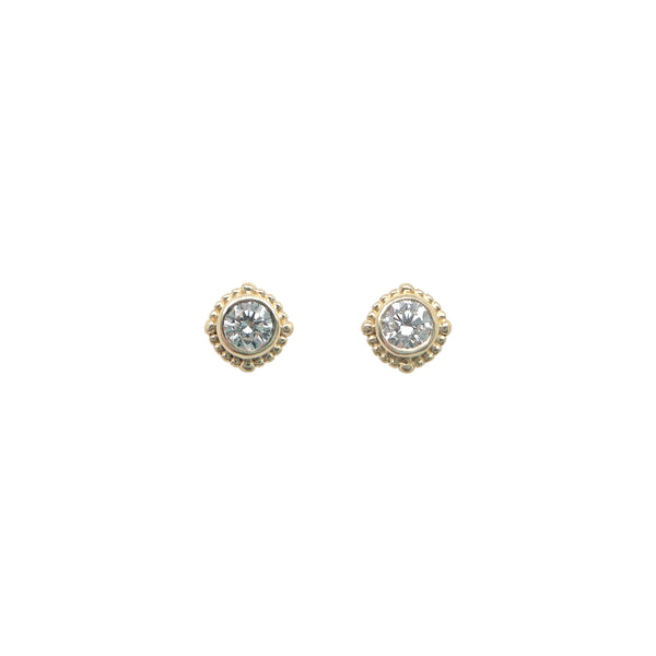3mm Diamond Gold Bezel Studs