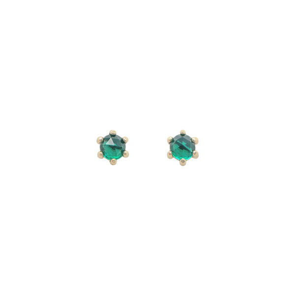 3mm Emerald Gold Prong Studs
