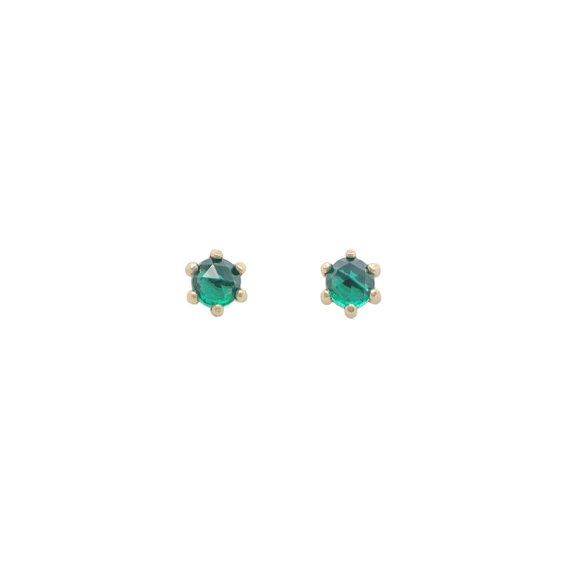3mm Emerald Gold Prong Studs