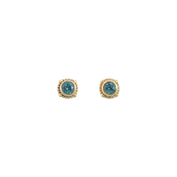 3mm Montana Sapphire Gold Bezel Studs