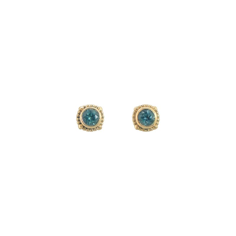 3mm Montana Sapphire Gold Bezel Studs