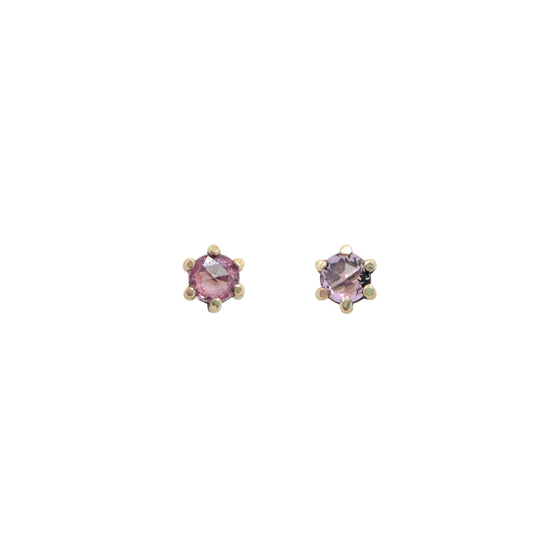 3mm Pink Sapphire Gold Prong Studs