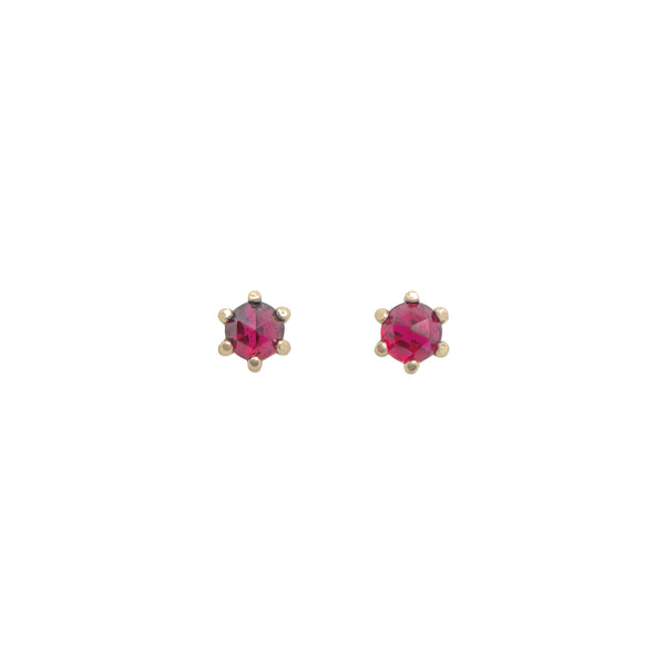 3mm Ruby Gold Prong Studs