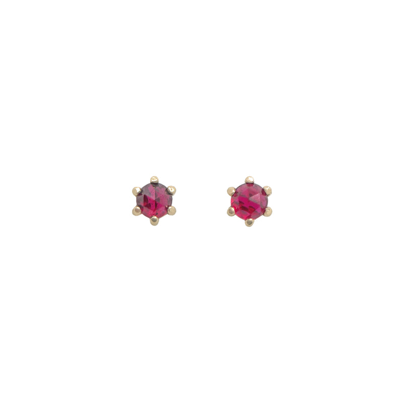3mm Ruby Gold Prong Studs