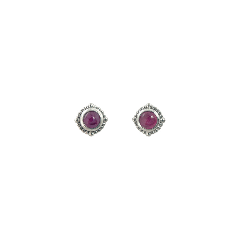 3mm Ruby Silver Bezel Studs