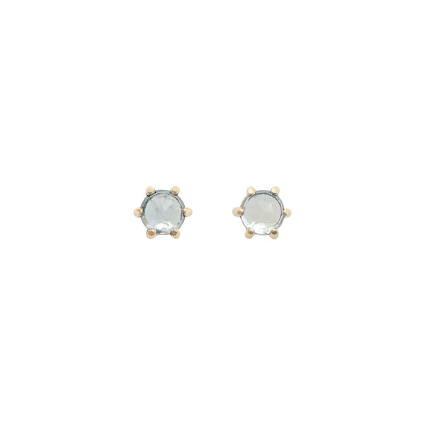 4mm Aquamarine Gold Prong Studs