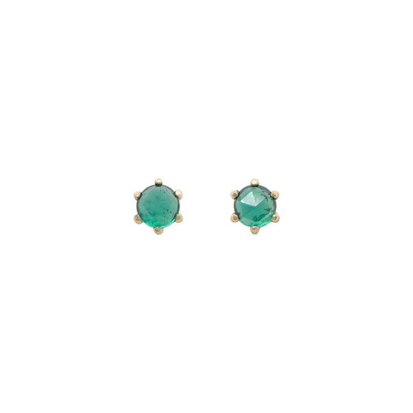 4mm Emerald Gold Prong Studs