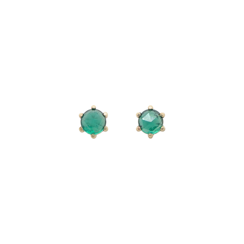 4mm Emerald Gold Prong Studs