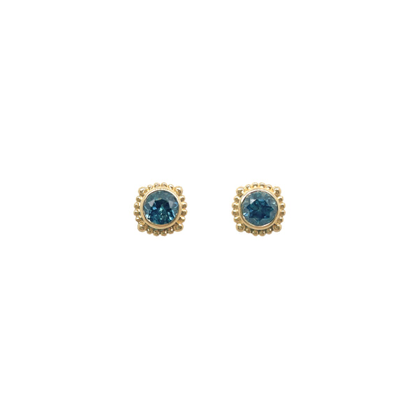 4mm Montana Sapphire Gold Bezel Studs