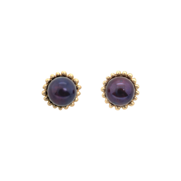 Beaded Cup Pearl Studs