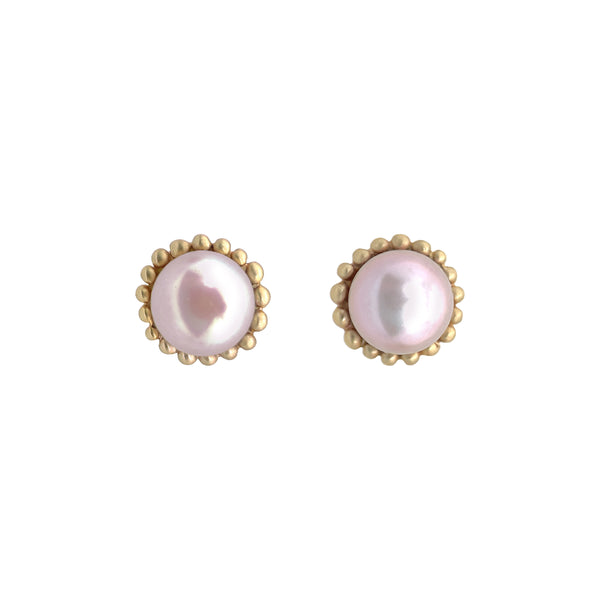 Beaded Cup Pearl Studs