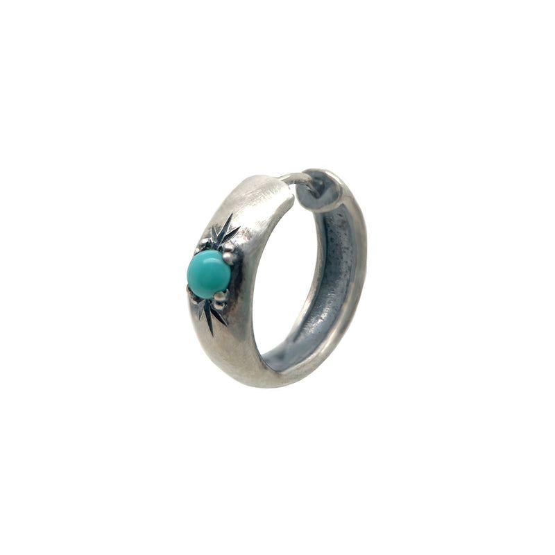 Silver Chunky Turquoise Hoops