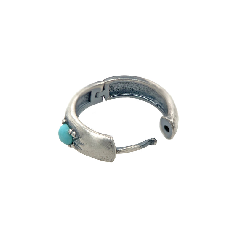 Silver Chunky Turquoise Hoops