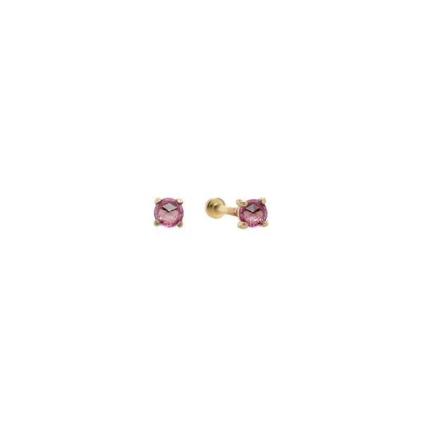Pink Sapphire Flatback Single Stud
