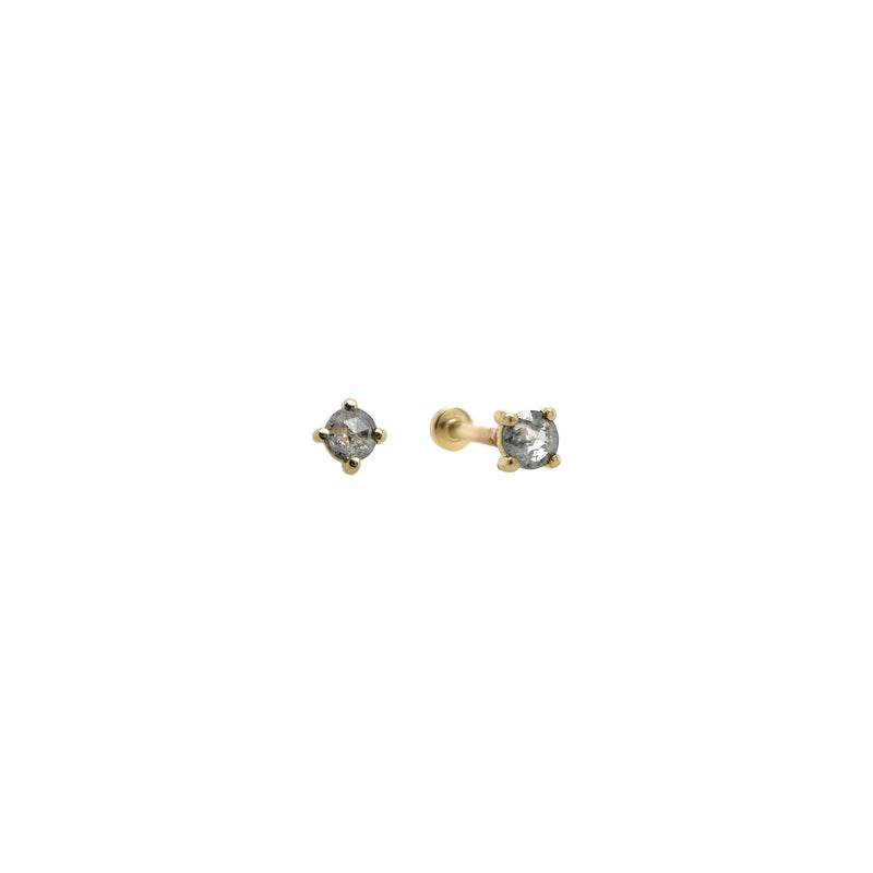 Salt and Pepper Diamond Flatback Single Stud