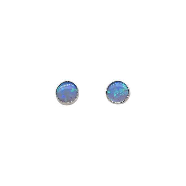 Blue Opal Silver Studs