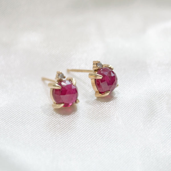 Ruby & Diamond Duo Studs
