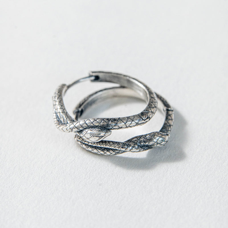 Silver Serpentine Hoops