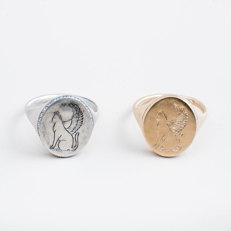 Winged Cat Sigil Ring