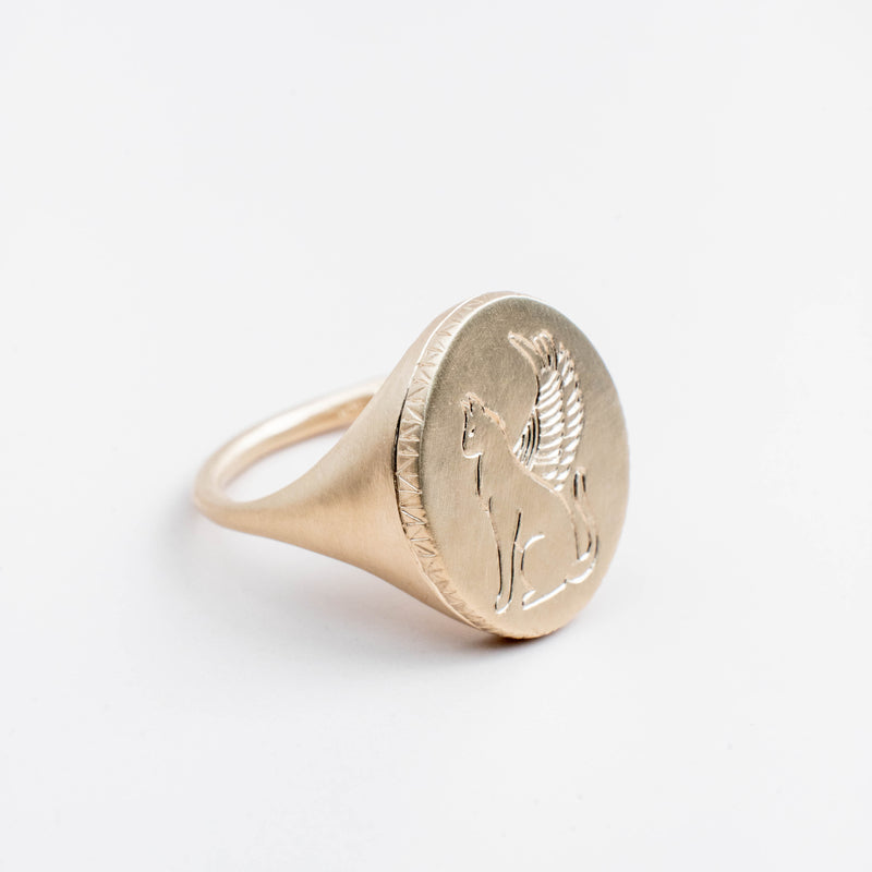 Winged Cat Sigil Ring