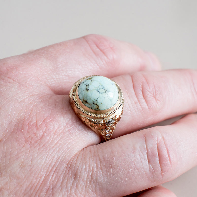 Variscite Engraved Ring