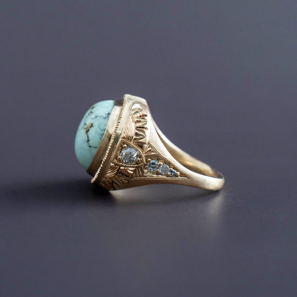 Variscite Engraved Ring