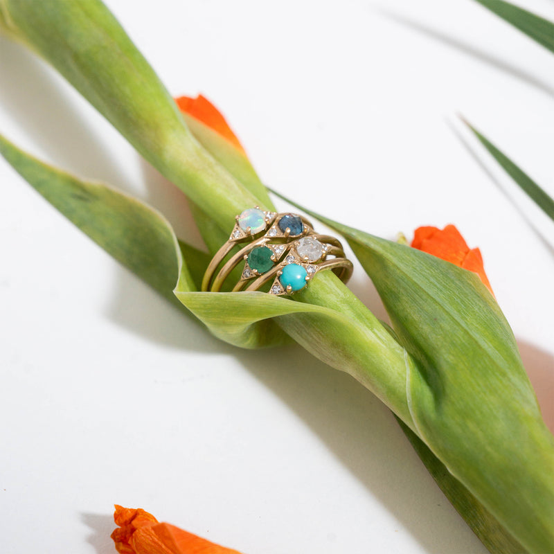 Rustic Diamond Aster Stacking Ring