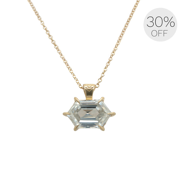Wide Moissanite Hex Athena Prong Necklace