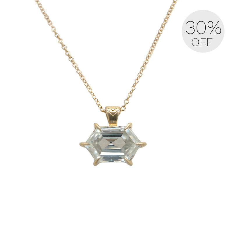 Wide Moissanite Hex Athena Prong Necklace