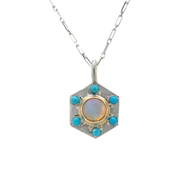 Opal & Turquoise Hex Necklace