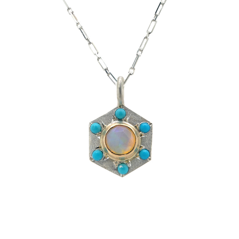 Opal & Turquoise Hex Necklace