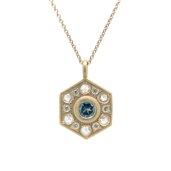 Sapphire & Diamond Hex Necklace