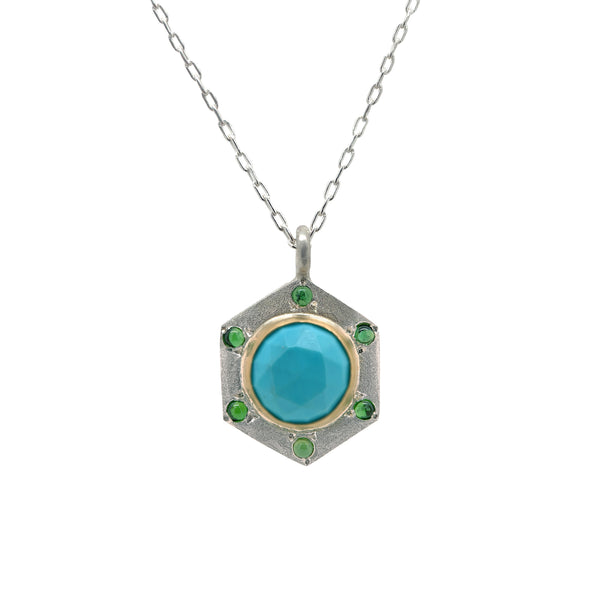 Turquoise & Tourmaline Hex Necklace