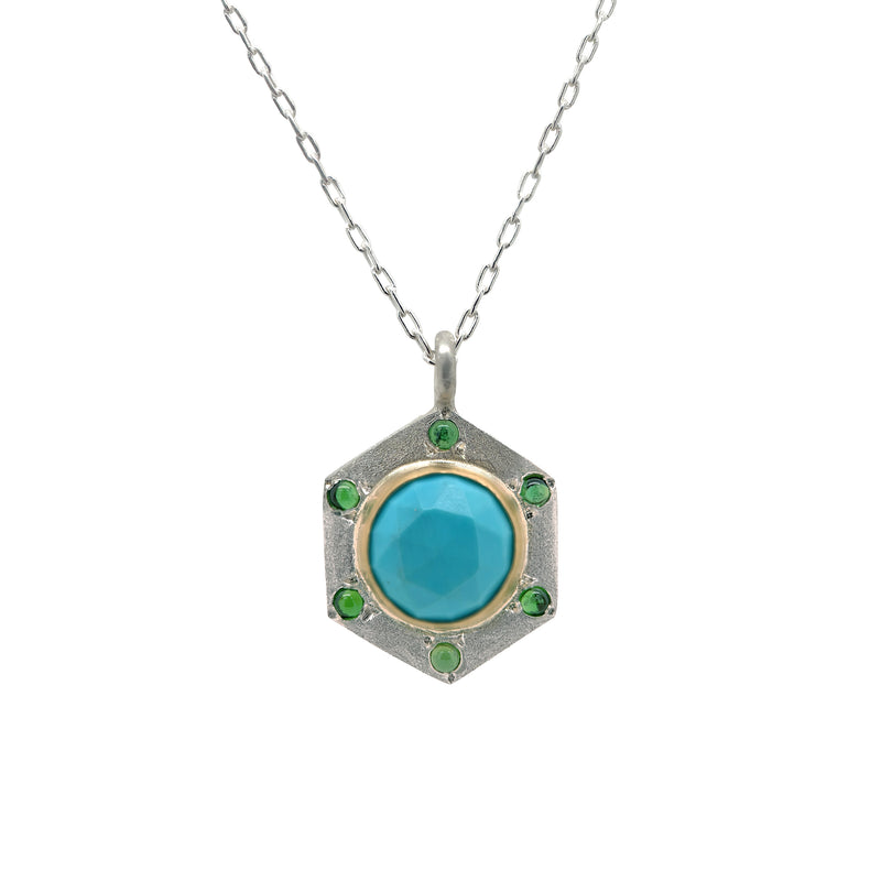 Turquoise & Tourmaline Hex Necklace