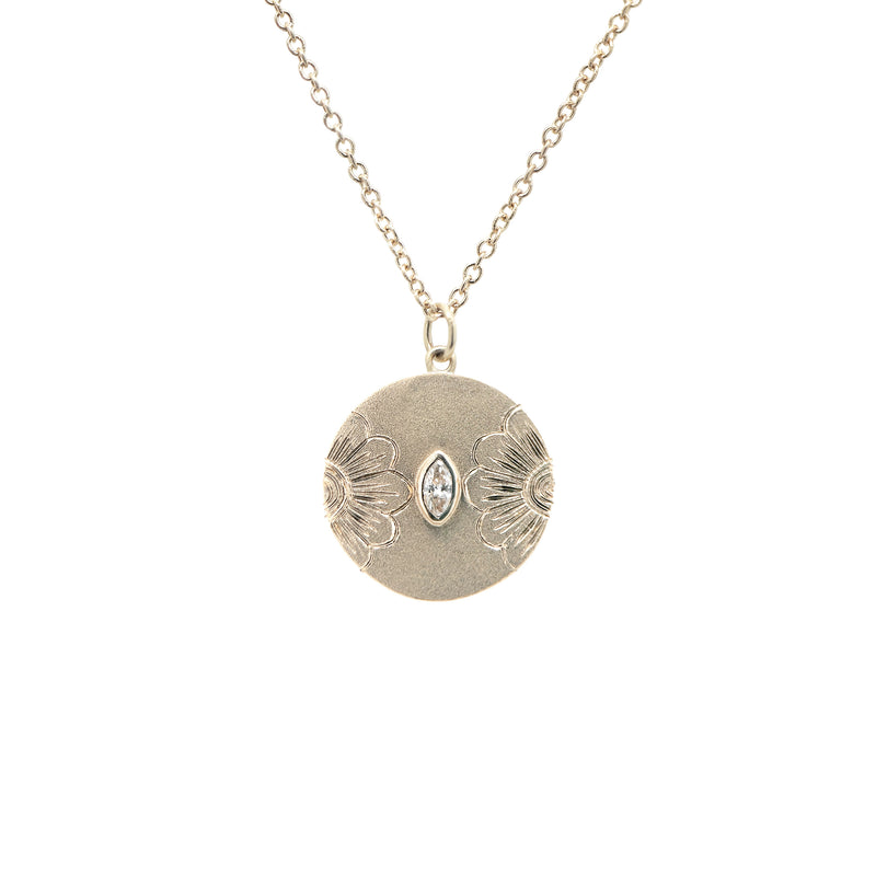 Natural Diamond Engraved Flowers Necklace