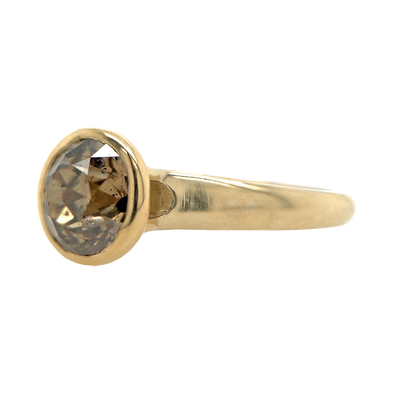 Floating Bridge Basket Ring - 1.53ct Old Euro Champagne Diamond