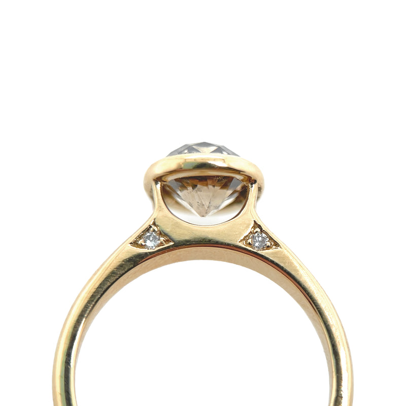 Floating Bridge Basket Ring - 1.53ct Old Euro Champagne Diamond