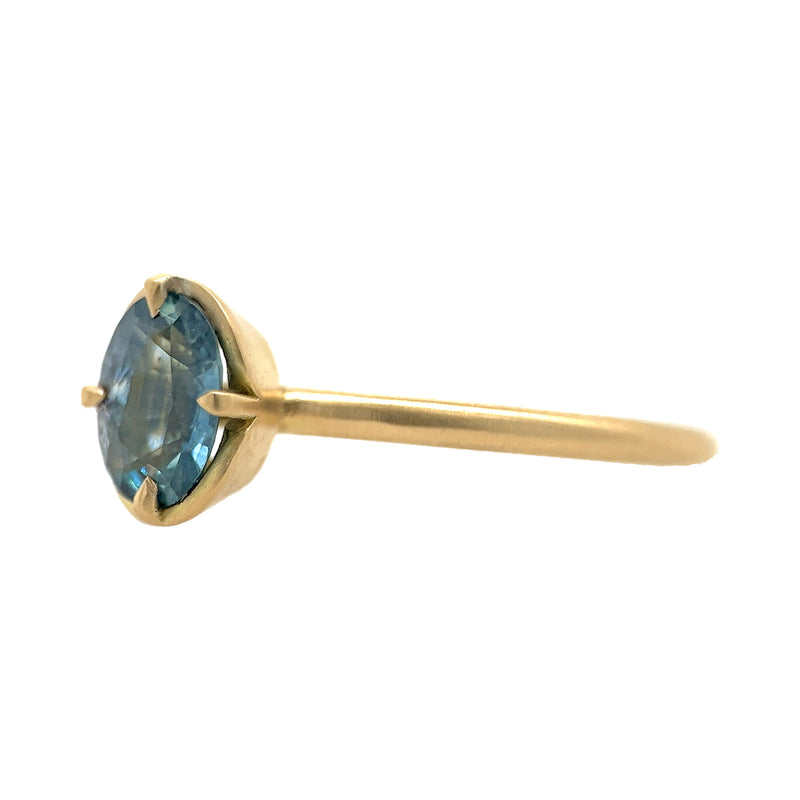 Tulip Prong Ring - Oval Blue Sapphire