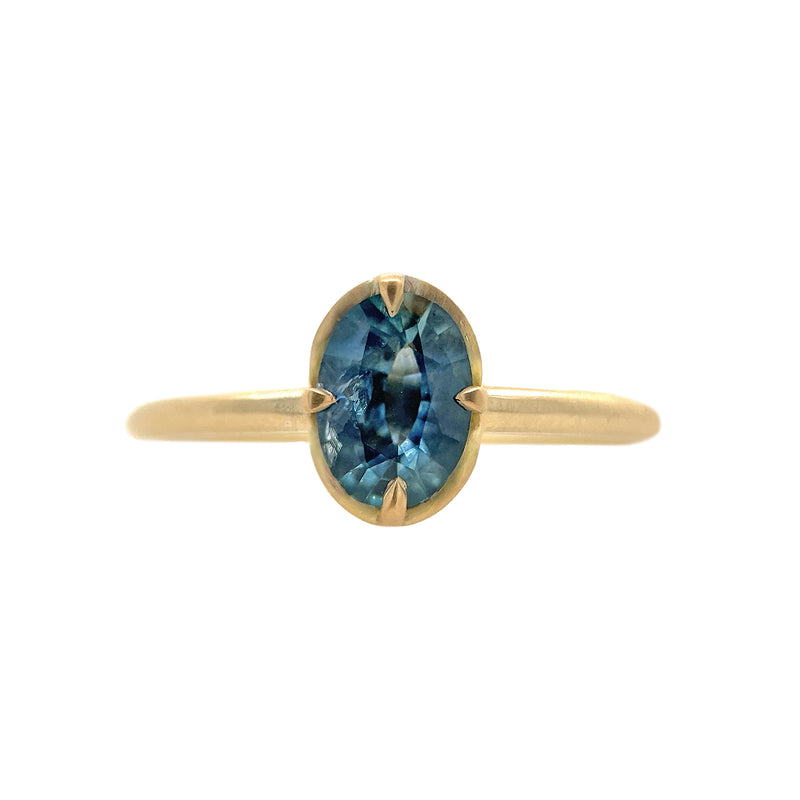 Tulip Prong Ring - Oval Blue Sapphire