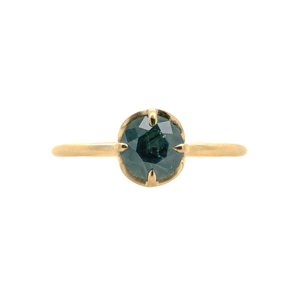 Tulip Prong Ring - Round Montana Sapphire