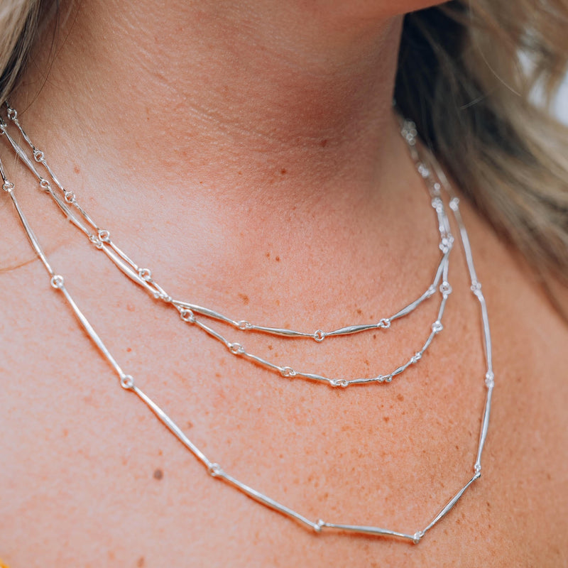 Silver Stick Chain Necklace