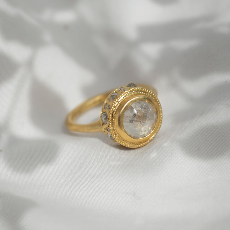 2.11ct Rosecut Diamond Canopy Ring